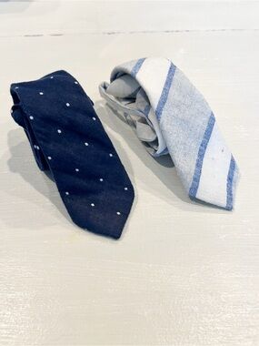 Boon Adjustable Neck Tie Set of 2 Navy Dot & Light Gray Striped 9-13 years (XL)